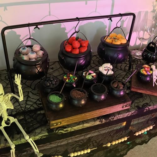 Cauldron Halloween Decor, 12 Pcs Hanging Witches Cauldron Serving Set Bowls