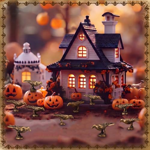 Civaner 50 Pcs Halloween Mini Brass Figurine Miniature, Crow