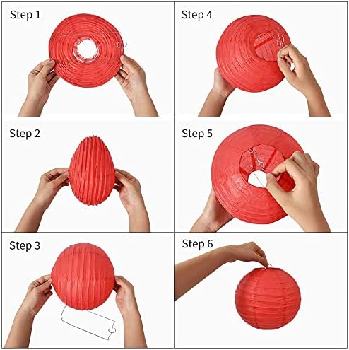 BEISHIDA Pink Paper Lanterns 10Pcs 4/6/8/10/12 Inch Round Chinese Lamp