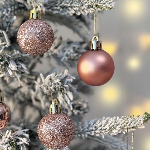 Emopeak 24 Count Rose Gold Mini Christmas Balls Ornaments 1.57 Inch