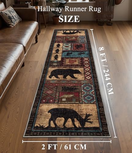 YIHOUSE Washable Rustic Cabin Runner Rug 2x8 Hallway