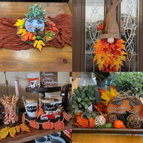 50Pcs Fall Artificial Maple Leaves Assorted Bulk for Crafts Decor
