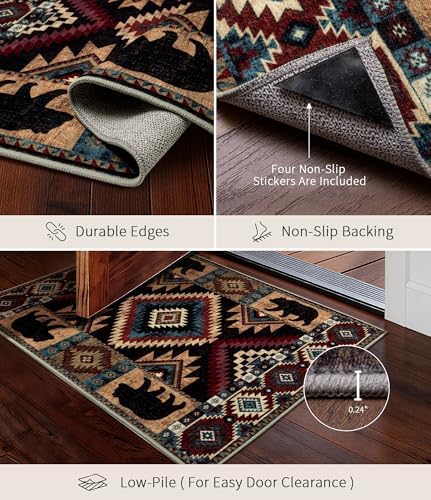 YIHOUSE Washable Western Cabin Area Rug 2x3 Entryway