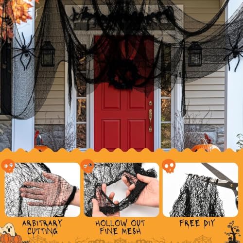 5Pcs Halloween Creepy Cloth 30×80inch, Scary Halloween Fabric Gauze, Black Creepy Cloth for Yard, Doorway, Haunted House Party