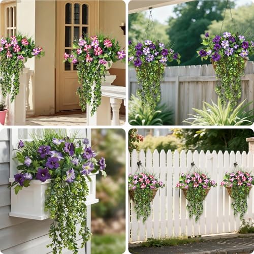 Waipfaru 4Pcs Fake Hanging Plants 2.7FT Fake Plants Fake Vines Greenery