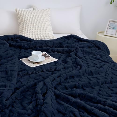 Aganear Fleece Throw Blanket for Couch Sofa 60"x80" Navy