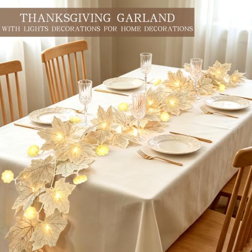 3D Pumpkin Lights & 40 LED 2 Pack Fall Garland Fall Decor Total 13FT