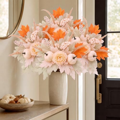Yinder 4 Pcs Fall Decor Artificial Pumpkin Flower Stems Picks