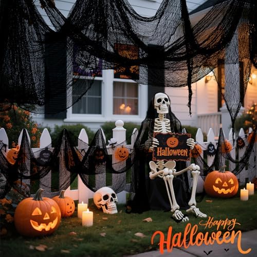Land Guard Halloween Gauze Cloth, Black Creepy Cloth, 40×200 Inch Creepy Fabric Halloween for Haunted House Supplies, Party Outdoor, Indoor