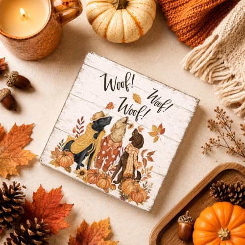 Fall Decorations for Home Dog Pumpkin Fall Wall Art Woof Woof Decor