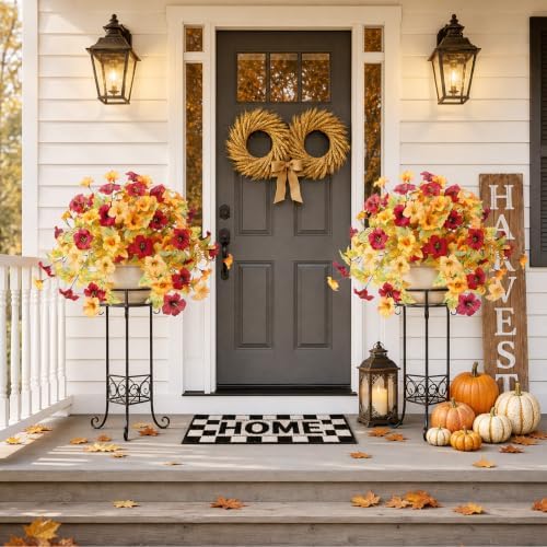 4Pcs Artificial Extra Big Hanging Fall Flowers for Outdoor Planters &Porch