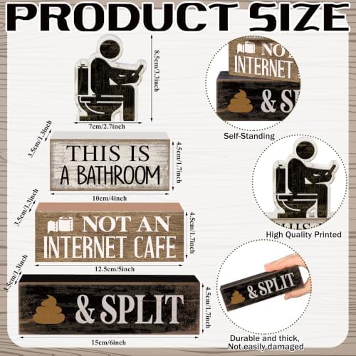 Moucuny 4 Pcs Funny Bathroom Sign, This Is A Bathroom Not An Internet Cafe