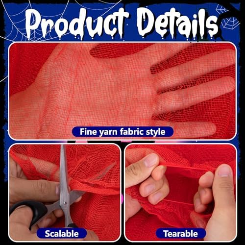 400"x 85" Halloween Red Creepy Cloth, Extra Large Scary Creepy Gauze Cloth