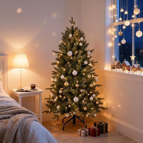 Treepool 4FT Pre-Lit Artificial Christmas Tree, 739 PE/PVC Tips, 150 Lights