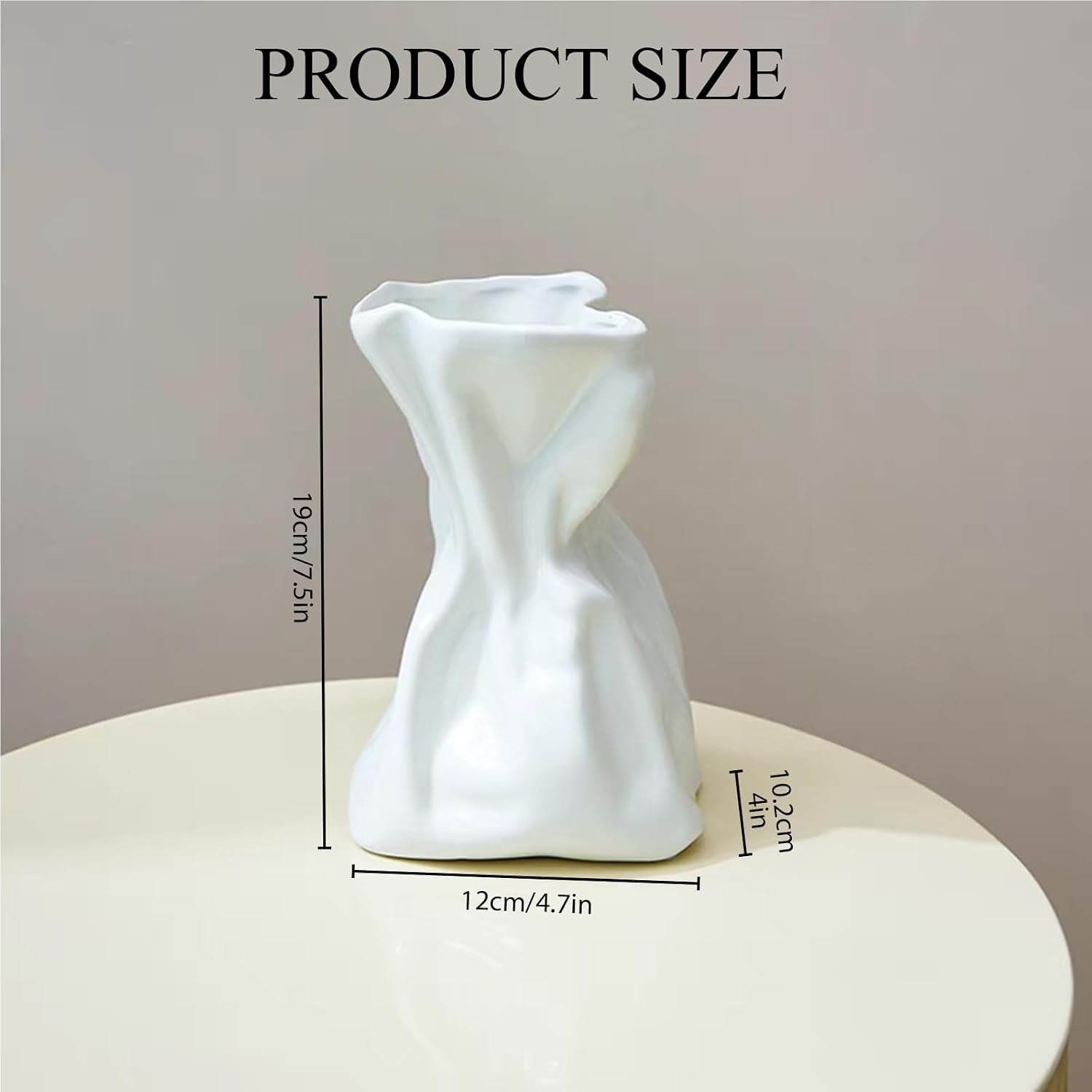 Irregular Flower Vase Modern Art Decorative Vase for Flowers / White Ceramic / Large / 7.5 Inch