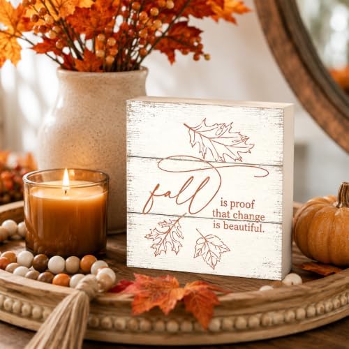 Fall is Proof That Change is Beautiful Sign | Minimal Leaf Wall Art