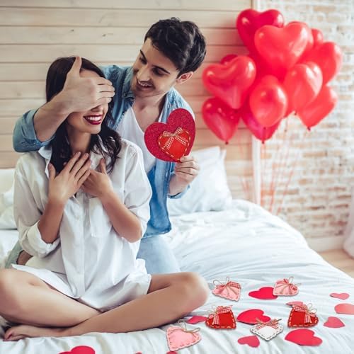 HunnmingRe 24 Pcs Valentine Felt Heart Ornaments for Tree Small Heart Hanging Decorations Valentine Felt Baubles for Home Wedding Party Decor(2.4 Inch,Elegant Style,Red Pink White)