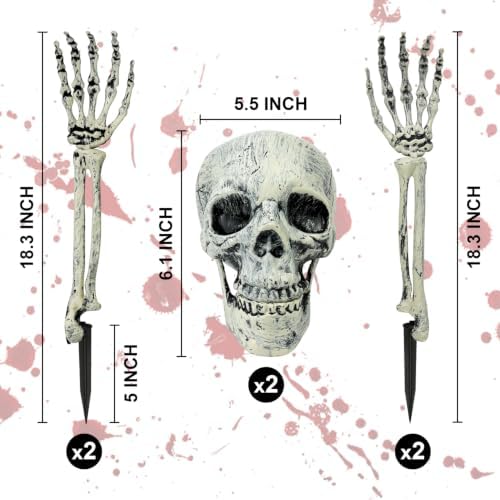 2 Pack Realistic Halloween Skeleton Stakes Decorations Outdoor for Yard