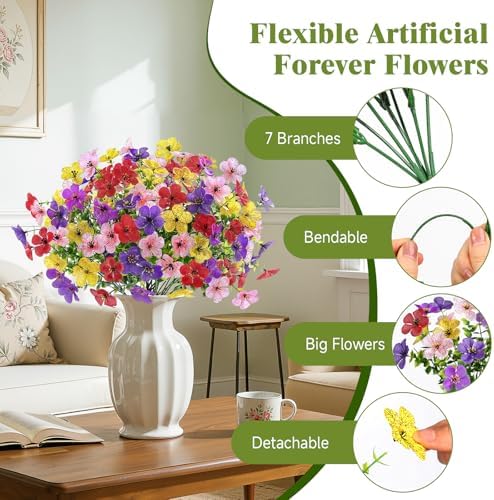 Alupssuc 20 Bundles Artificial Flowers for Outdoor Indoor Decoration