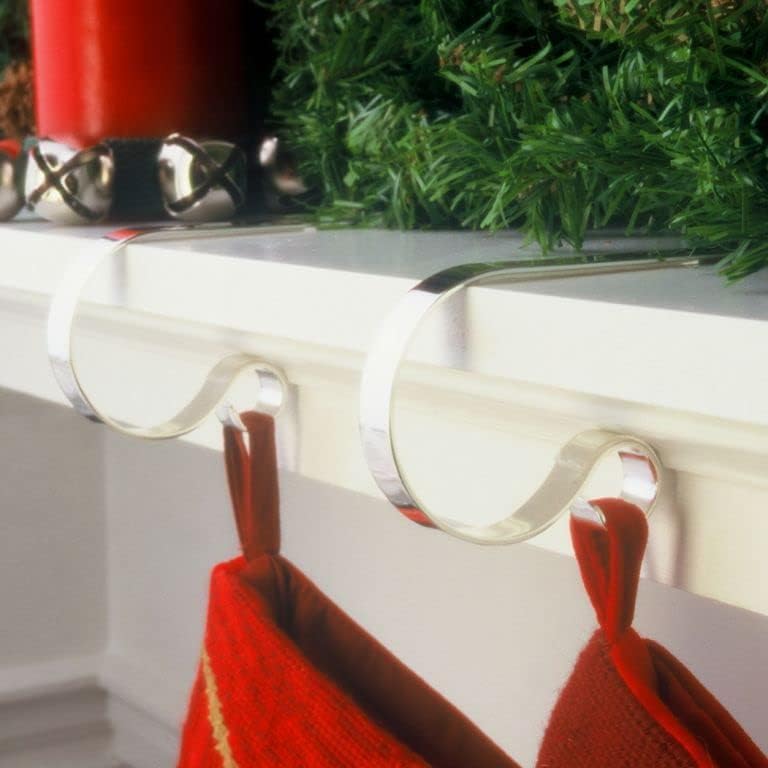 Haute Decor The Original MantleClip® Stocking Holder 4 Pack - Hang Christmas Stockings Safely and Securely from Mantels Up to 3 Inches Thick