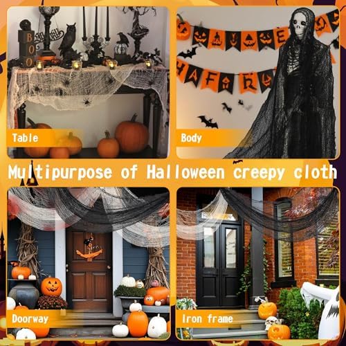 6 Pack Halloween Creepy Cloth 30x72 Inch Halloween Decor - 4 Black 2 White
