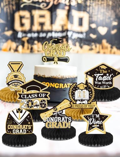 9Pcs Graduation Centerpieces for Tables 2026, Graduation Table Decorations