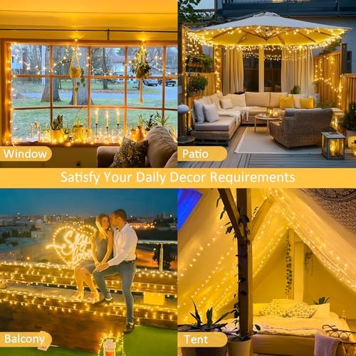 JMEXSUSS 2 Pack Warm White Christmas Lights Indoor, Total 200 LED 66FT