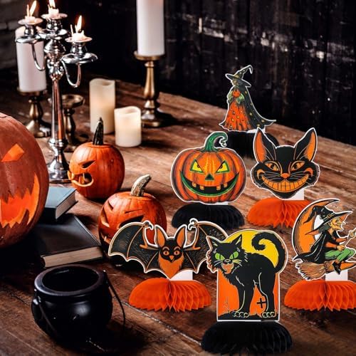 AmazingSpark 12 Pcs Halloween Honeycomb Centerpieces Vintage Party
