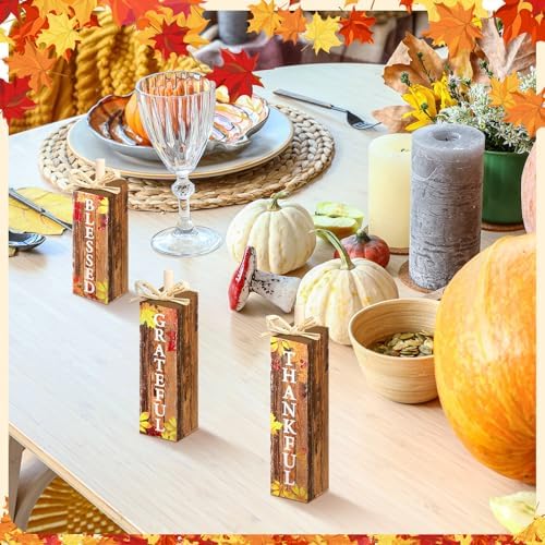 Redbaker 3 Pcs Fall Decorations for Home, Thanksgiving Maple Leaf Decor