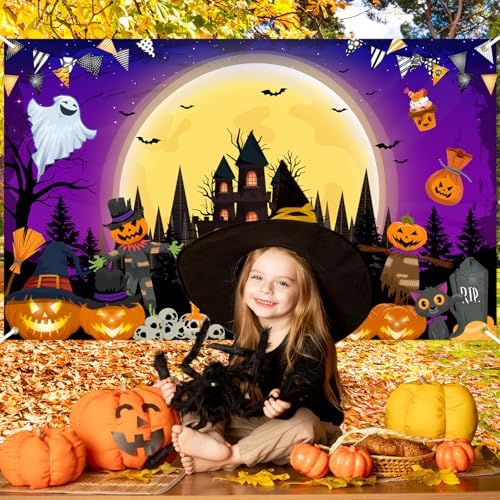 Halloween Banner 6 x 3.6 ft Happy Halloween Backdrop Trick or Treat