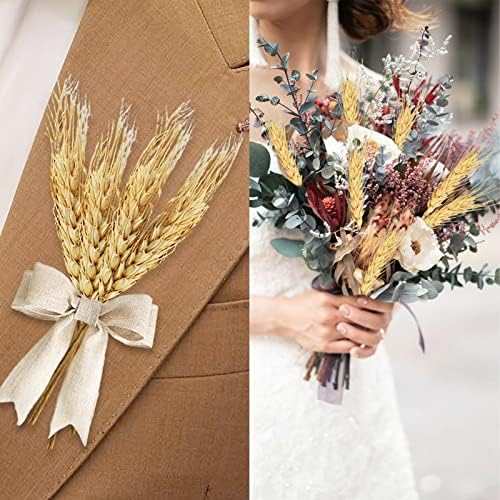 17.7 inches Dried Wheat Stalks, 100 Stems Dried Flowers 100% Natural Wheat for Home Kitchen Office Flowers Arrangement Wedding Table Farmhouse Boho Party Fall Décor