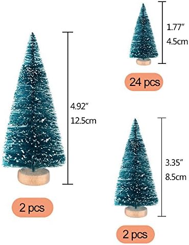 KUUQA 28Pcs Mini Christmas Trees Sisal Snow Frost Bottle Brush Trees