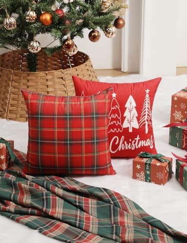 TOYPOPOR Christmas Pillow Covers 20x20 4Pcs Double‑Sided Winter Home Decor