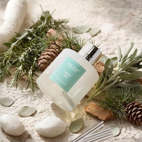 Airkeep Reed Diffuser Set,3.38 fl oz (100 ml) - Fresh Pine Oil Diffusers with 8 Reed Sticks, Home Fragrance Reed