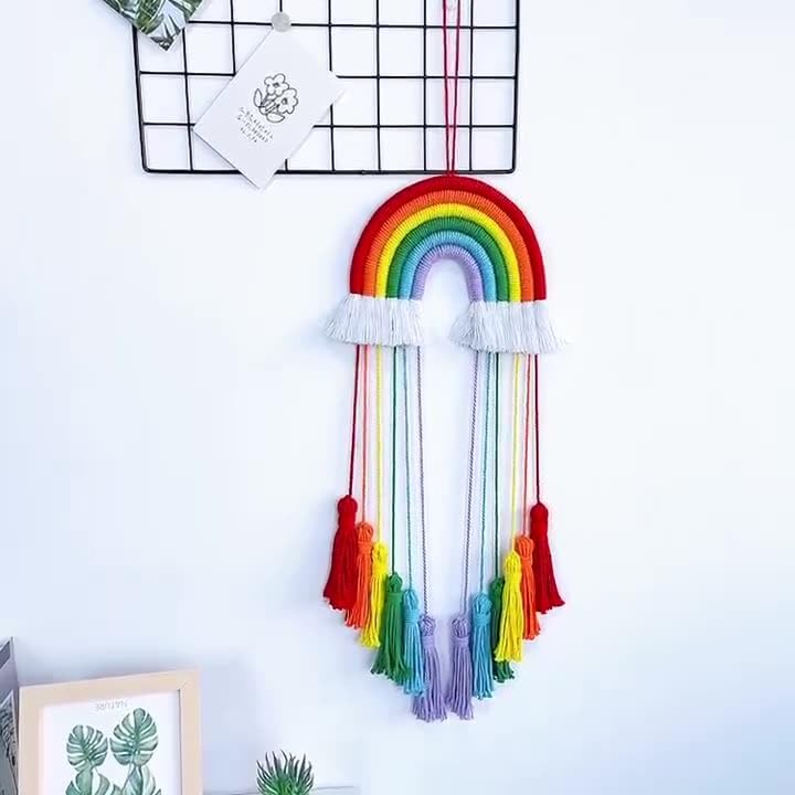 Rainbow Macrame Wall Hanging / Red Rainbow