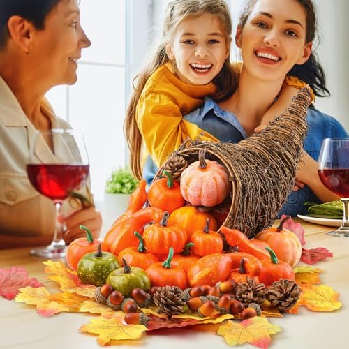 Fall Cornucopia Basket Fall Table Centerpieces 13.78'', Rustic