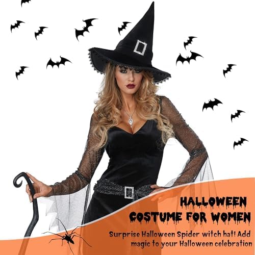 JUSTOTRY Witch Hat for Women - Halloween Women Costume Black