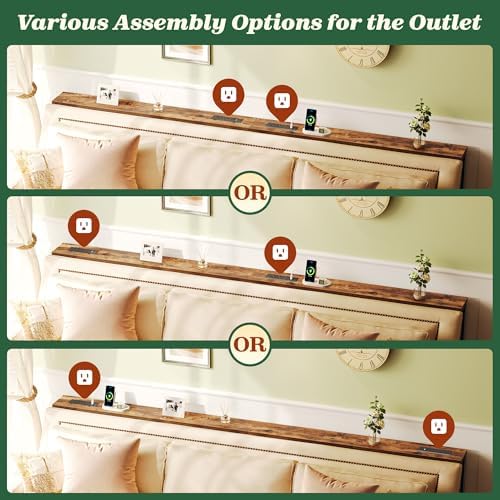 SUPERJARE 94.5 inch Narrow Behind Couch Table with Charging Stations