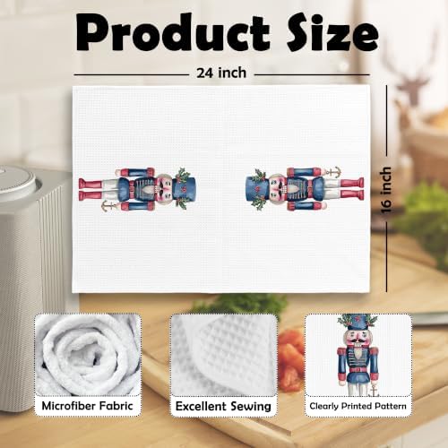 Nautical Christmas Winter Kitchen Dish Towels 16x24, Set of 2