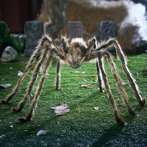 JOYIN 5ft Halloween Spider Outdoor Decorations, Scary Giant Large Spider Props for Halloween Outside Decor, Indoor Party Supplies and Yard Lawn Decoration, Brown