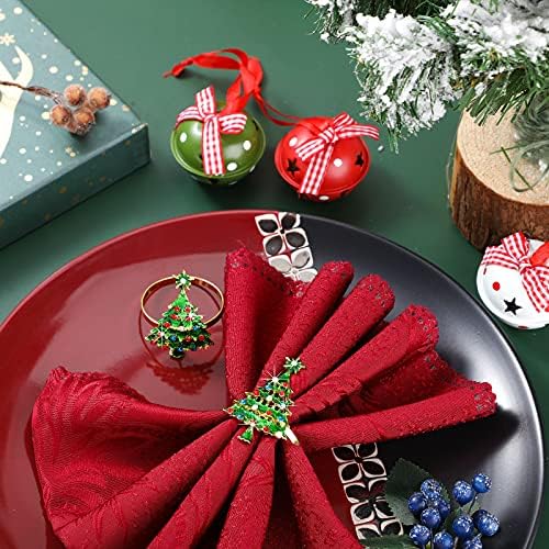 Outus 12 Christmas Tree Napkin Rings Metal Holders Xmas Holiday Table