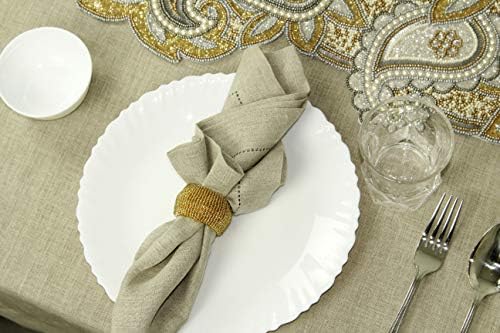COTTON CRAFT Glitz Handmade Beaded Napkin Rings - Set of 12 - Gold