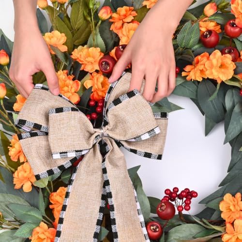 Fall Wreaths for Front Door,26 Inch Wreath for Outdoor Decor(2 Pcs)