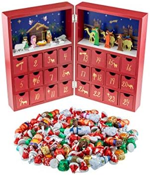 Clever Creations Wooden Nativity Advent Calendar | Book-Style Christmas Countdown with 24 Drawers | Hand-Painted Nativity Scene Figurines | Reusable Holiday Decoration | Freestanding Design