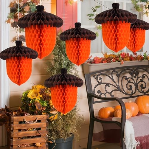 Fall Acorn Honeycomb Ball Decorations, 12in+8in