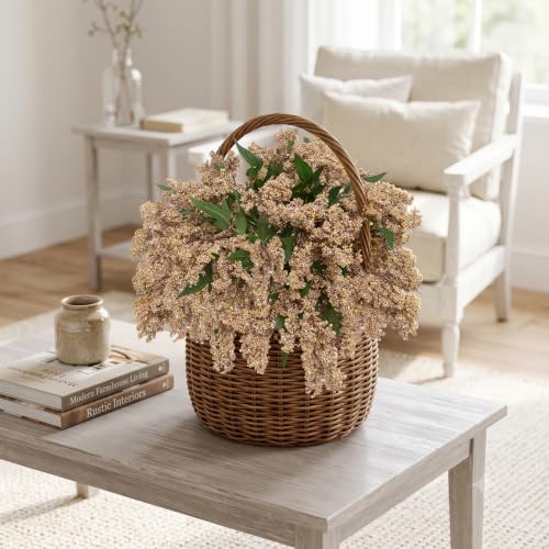 Daynight 6 Pcs Artificial Berry Stem for Vase, 17 in Faux Nandina Branches Fall Floral Picks Fake Realistic Berry Spray for Wedding Autumn Farmhouse Home Decor (6, White, 17Inch)