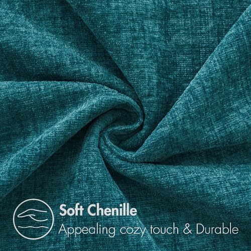 MIULEE Soft Chenille Throw Pillow Covers Dark Teal 20x20 Inch Pack of 2