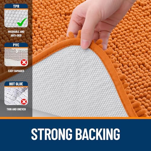 OLANLY Small Bathroom Rugs 24x16, Extra Soft Absorbent Chenille Bath Rugs, Rubber Backing Quick Dry, Machine Washable