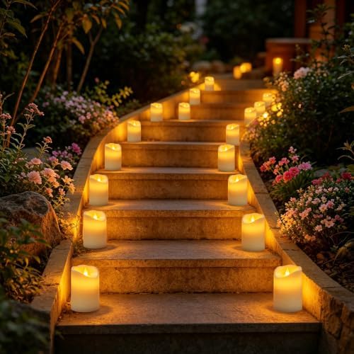 antizer Flameless Candles Set of 9 Plastic LED White Pillars with 2 Remotes & Timer, Battery Operated Outdoor Decor for Garden Patio, Wedding & Home Festival (White - 3" D x 9 Pack)