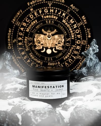 Crystal Soy Candles, Handmade Wishing Gifts, Wishing Law of Attraction, Moon Magic, Birthday Candle Gifts.
